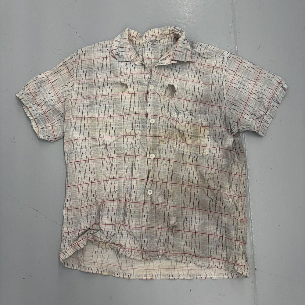 Vintage 50s Sportswear White Geometric Loop Collar